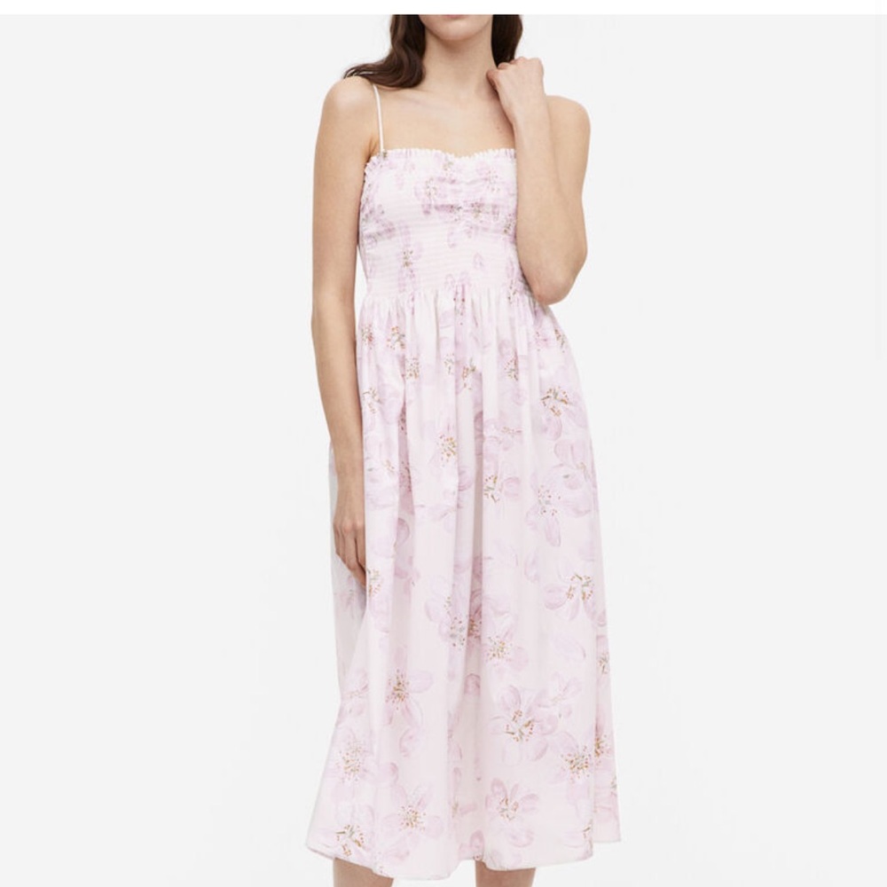 H&M Pink Floral Midi Dress NWT